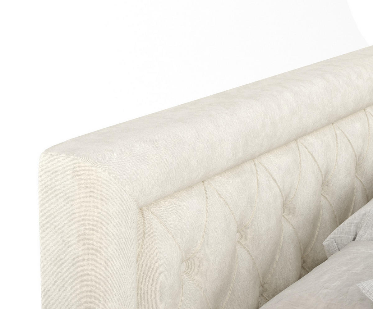 BOXSPRINGBETT Lavello Creme 160/200 cm mit Latex-Topper - Silberfarben/Creme, Holz/Holzwerkstoff (160/200cm) - Maison de Reve