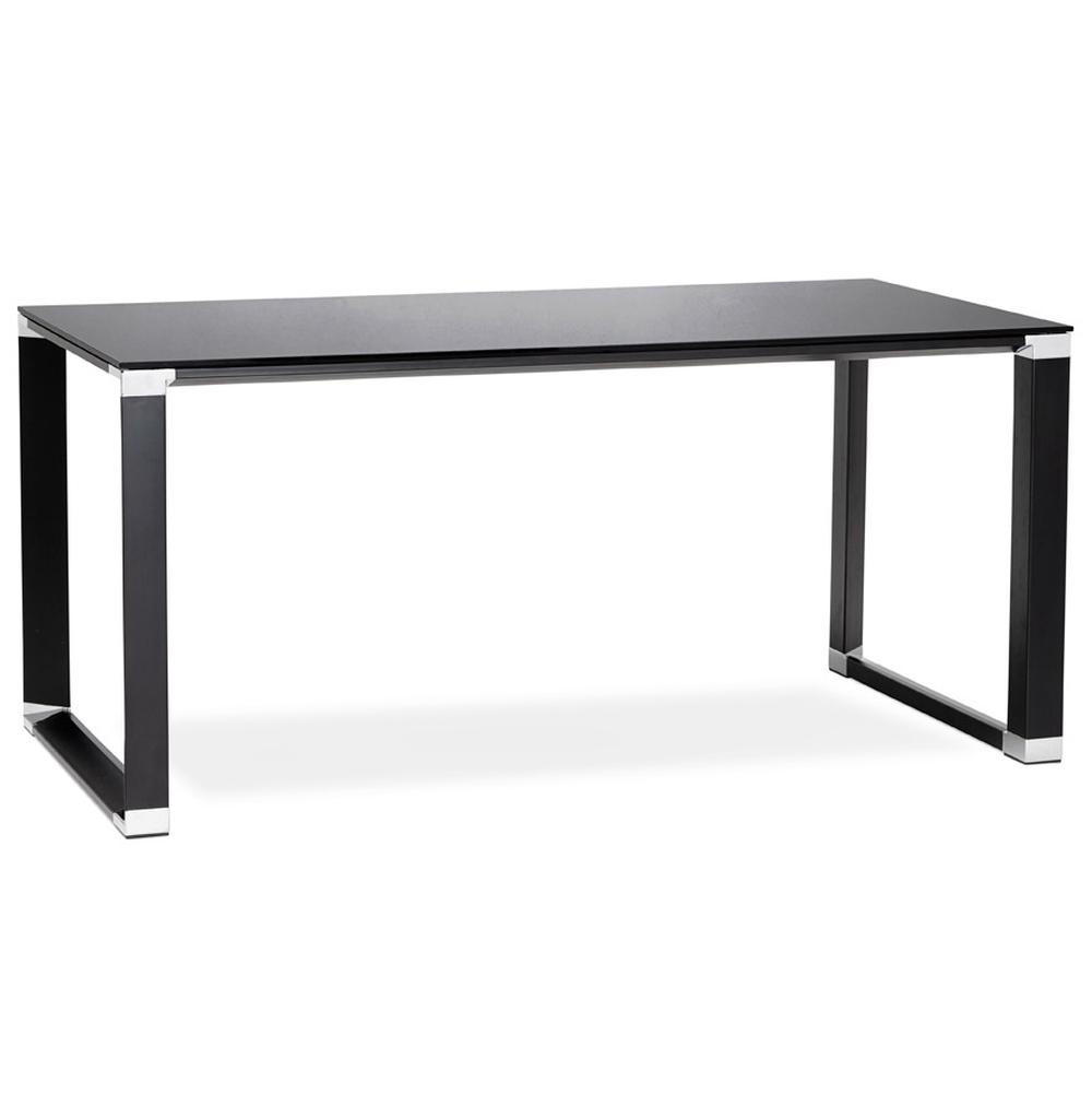 GLASSCHREIBTISCH Verchromt Mit Kufengestell Modern KERIX, Schwarz 140x70x74 cm - Schwarz, Glas/Metall (70/140/74cm) - KADIMA DESIGN