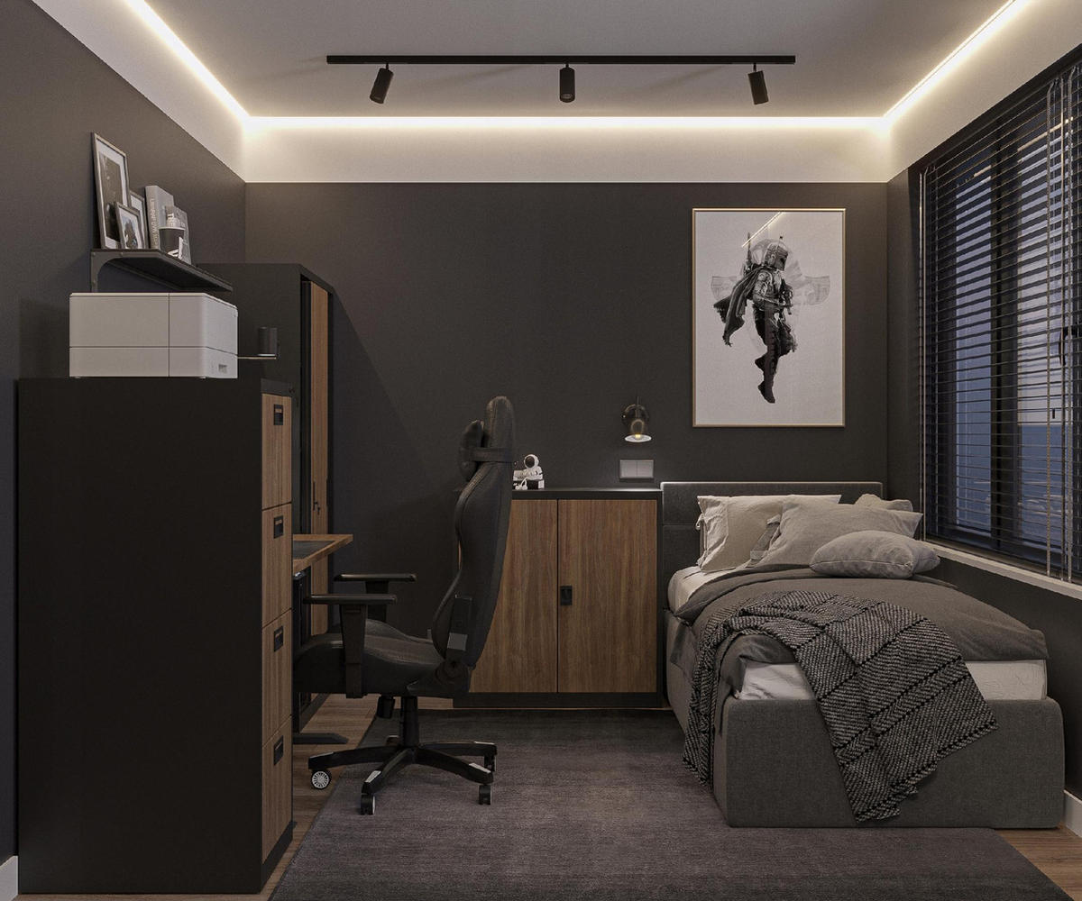 AKTENSCHRANK SARA V4 - Anthrazit/Nussbaumfarben, Metall (46/132/62cm) - Jan Nowak