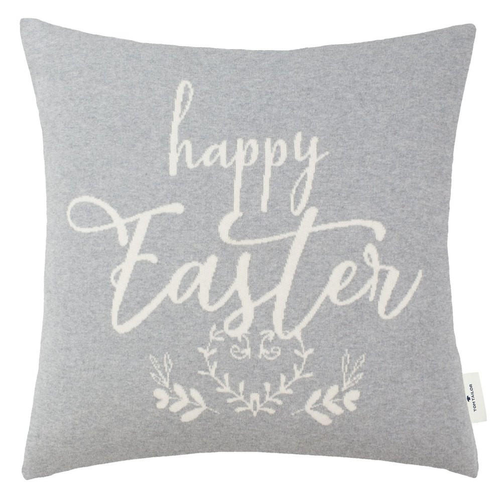 ZIERKISSENHÜLLE Happy Easter grau 45x45cm - Grau, Textil (45/45cm) - Tom Tailor