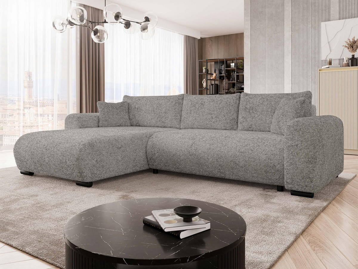 ECKSOFA Merkos - Schwarz/Alufarben, Holz/Textil (285/188cm) - MIRJAN24