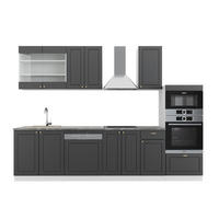 KÜCHENZEILE Fame-Line Anthrazit-Gold/Weiß 300 cm mit Hochschrank ohne AP - Anthrazit/Weiß, Holzwerkstoff (300/81.6/46cm) - Vicco