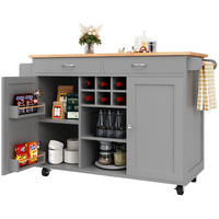 SERVIERWAGEN 102x45x92cm Grau mit verstellbaren Trennwänden & Lenkrollen - Grau, Holzwerkstoff (102/92/45cm) - Modfu