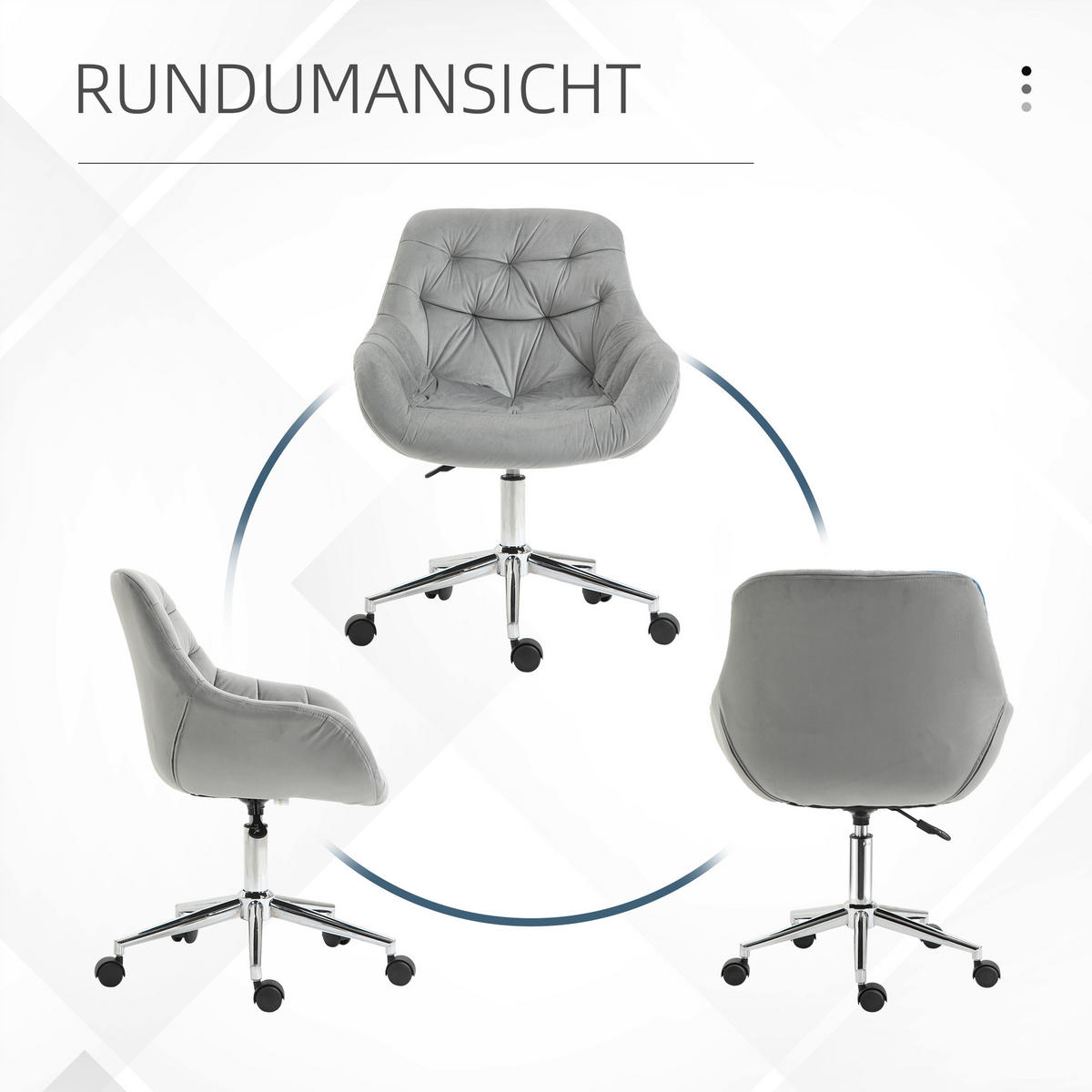 BÜROSTUHL, Chefsessel, Polyester, Grau - Grau, Kunststoff (58/90/59cm) - Vinsetto