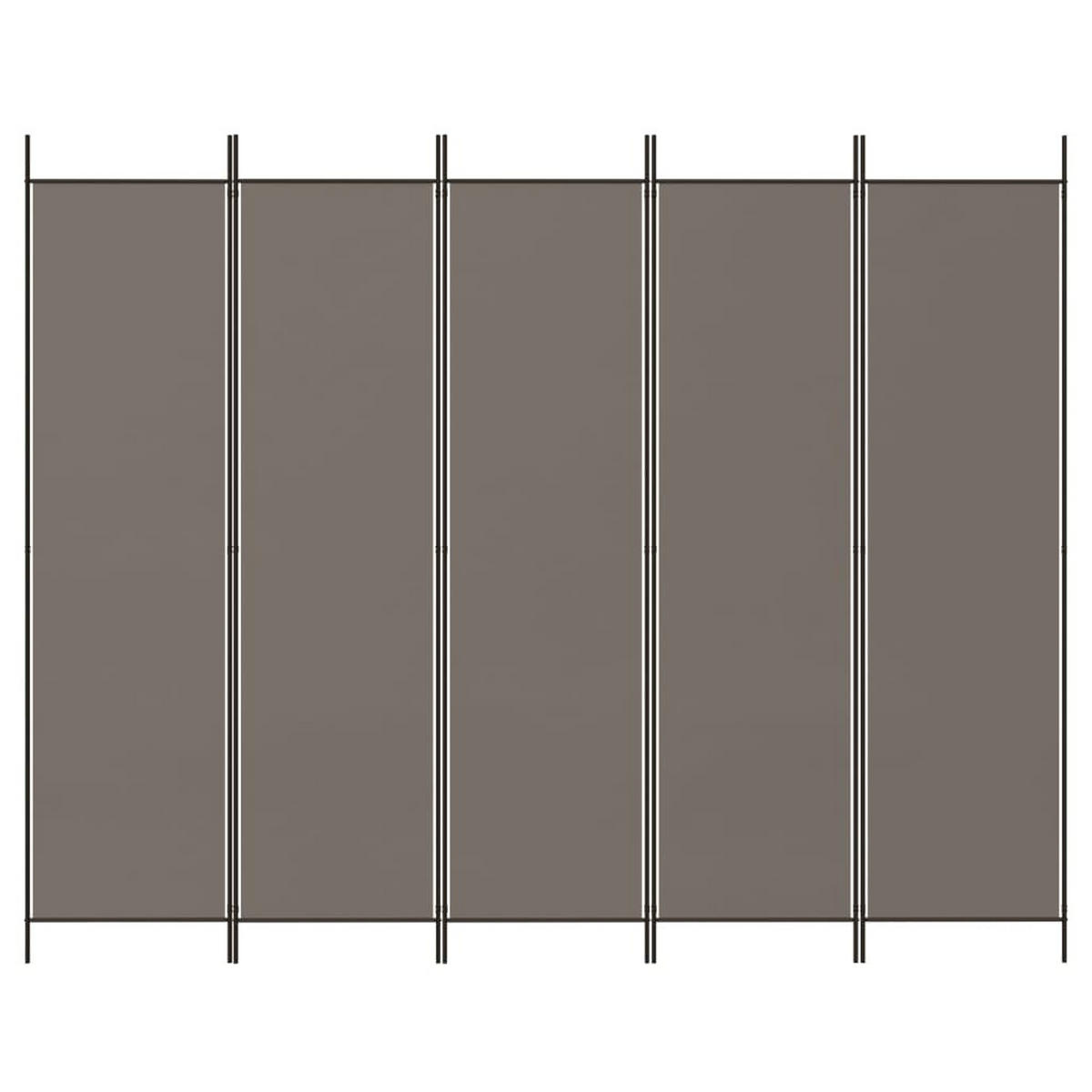 5-TLG. Paravent Anthrazit 250x200 cm Stoff - Anthrazit, Textil (200/200/250cm) - furnicato