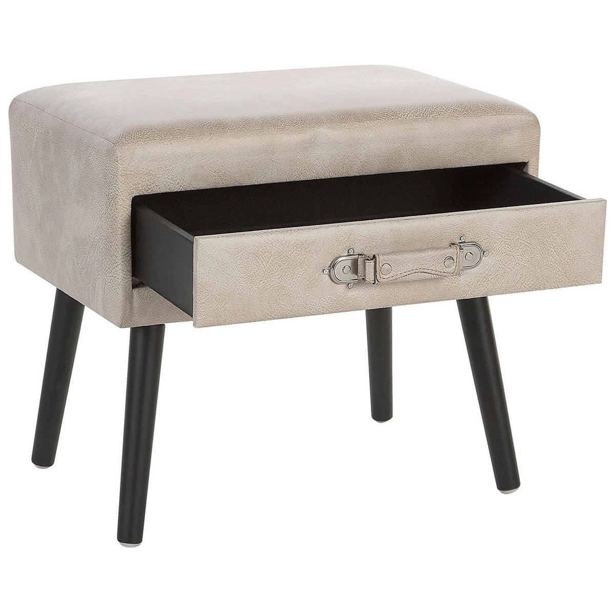 NACHTTISCH beige Kunstleder Eurostar - Beige/Schwarz, Kunststoff/Textil (50/46/35cm) - Beliani
