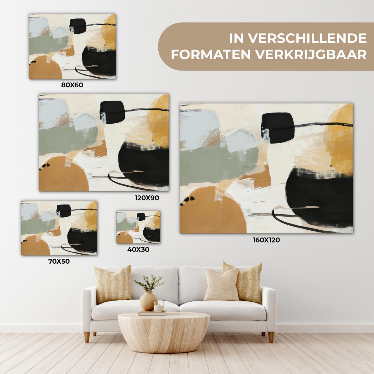 LEINWANDBILD Farbe - Abstrakt - Farben 40x30 cm - Currygelb, Textil (40/30cm) - MuchoWow