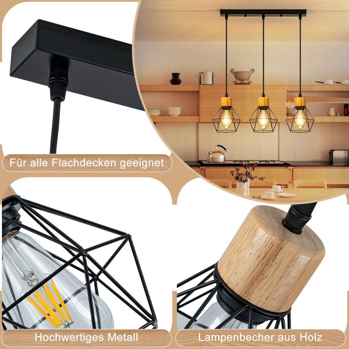 PENDELLEUCHTE Everett 43/15/146 cm - Schwarz, Metall (43/15/146cm) - ZMH