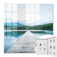 SCHLÜSSELBOX Weiß 30x30 cm – Türöffnung nach rechts - See der Ruhe - Blau, Metall (30/30/5cm) - TULUP