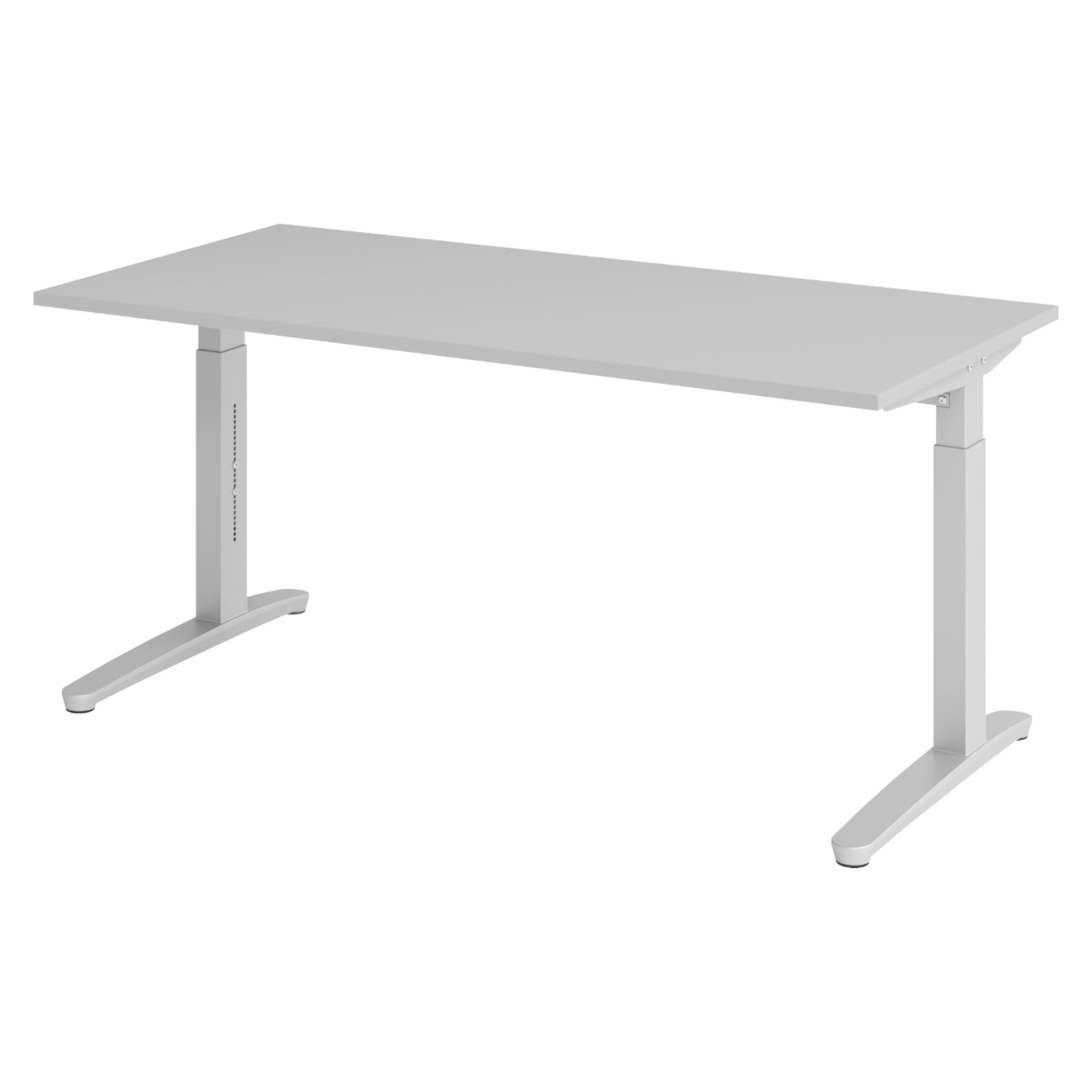 bümö Schreibtisch Grau, Silber 160x74x80 cm
