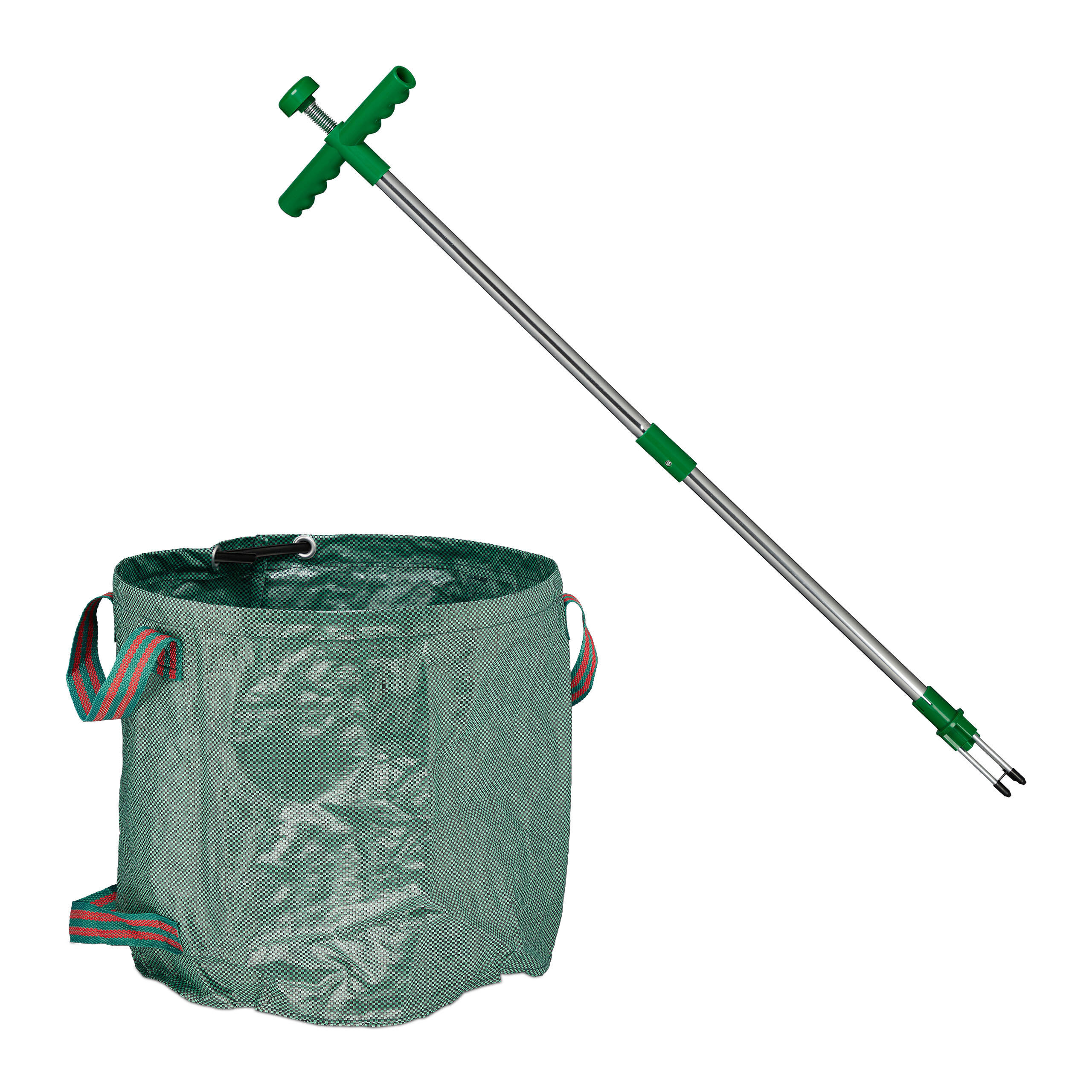 UNKRAUTSTECHER Gartenabfallsack - Dunkelgrün, Kunststoff/Metall (21.5/99/4cm) - Relaxdays