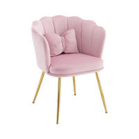 SESSEL 68x78x94.5 cm in Pink, Samt mit Blütenblatt-Rückenlehne, Metallbeine - Pink, Textil (58/77/63cm) - Modfu