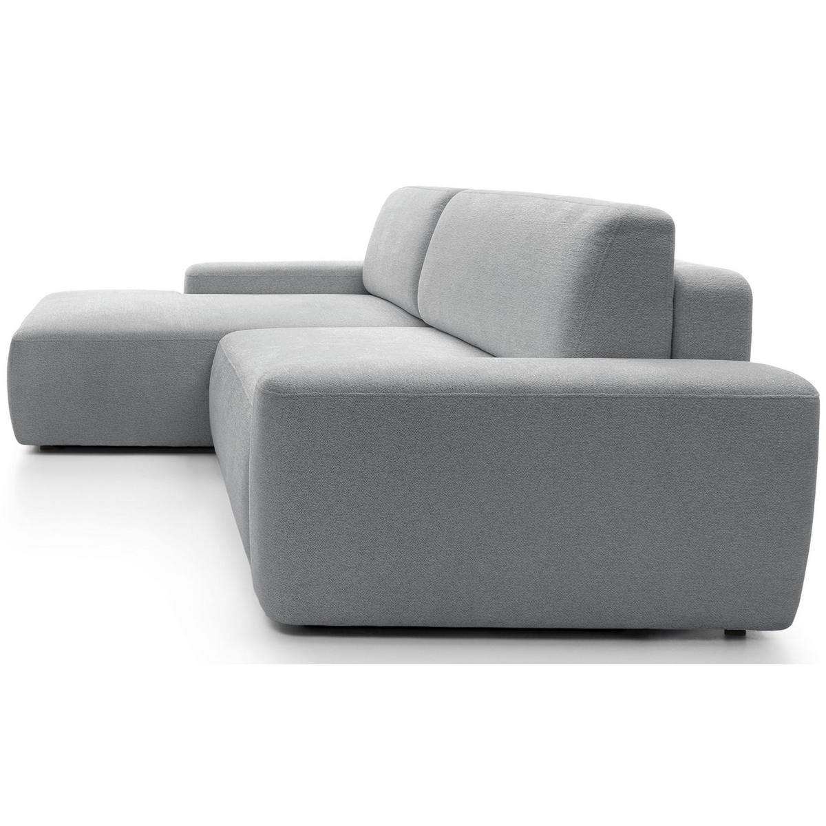 ECKSOFA Baleo Hellgrau Chenille-Bezug - Hellgrau/Schwarz, Kunststoff/Textil (264/162cm) - Selsey