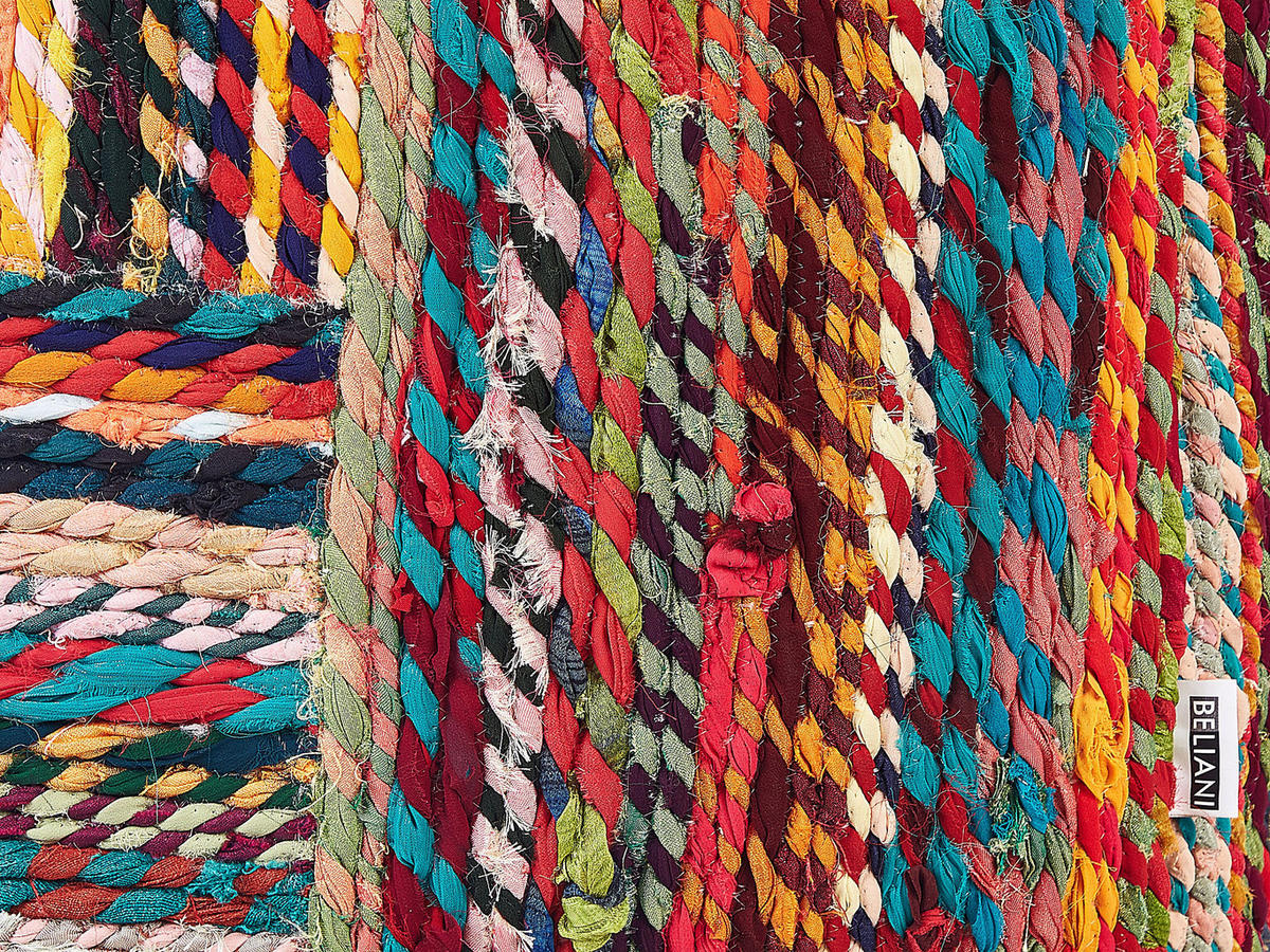 POUF Bunt Mekhtar - Blau/Rot, Naturmaterialen (40/40/40cm) - Beliani