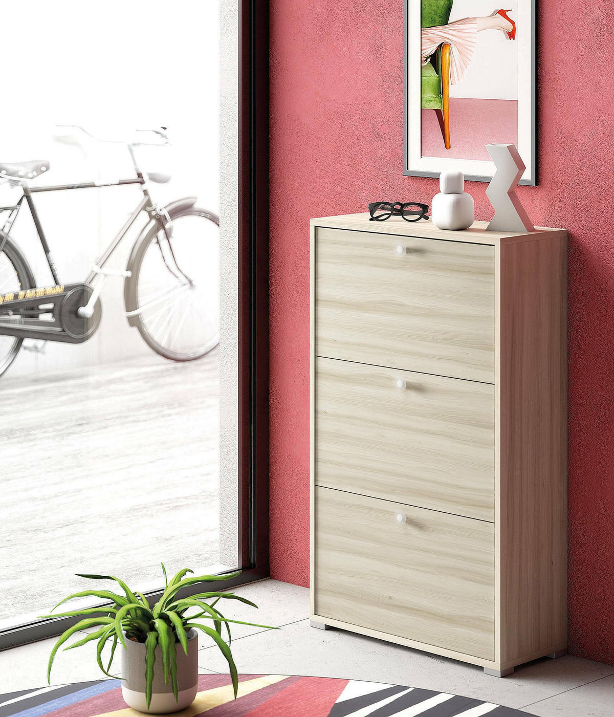 SCHUHSCHRANK Eiche 28/67/112 cm - Wildeiche/Eichefarben, Holzwerkstoff (67/112/28cm) - DMORA