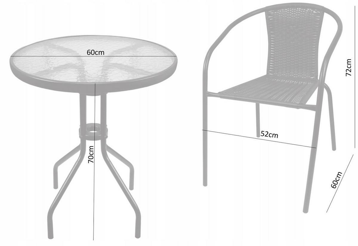 GARTENMÖBELSET aus Polyrattan - Grau, Kunststoff - Lookway