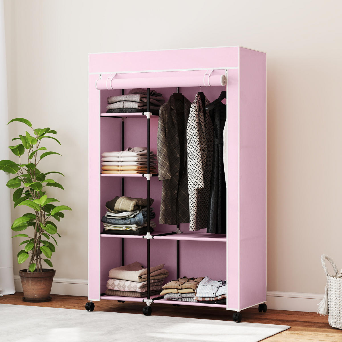 STOFFSCHRANK Rosegold 1 Stück - Roségold, Holzwerkstoff (103/162.5/43cm) - GiPP