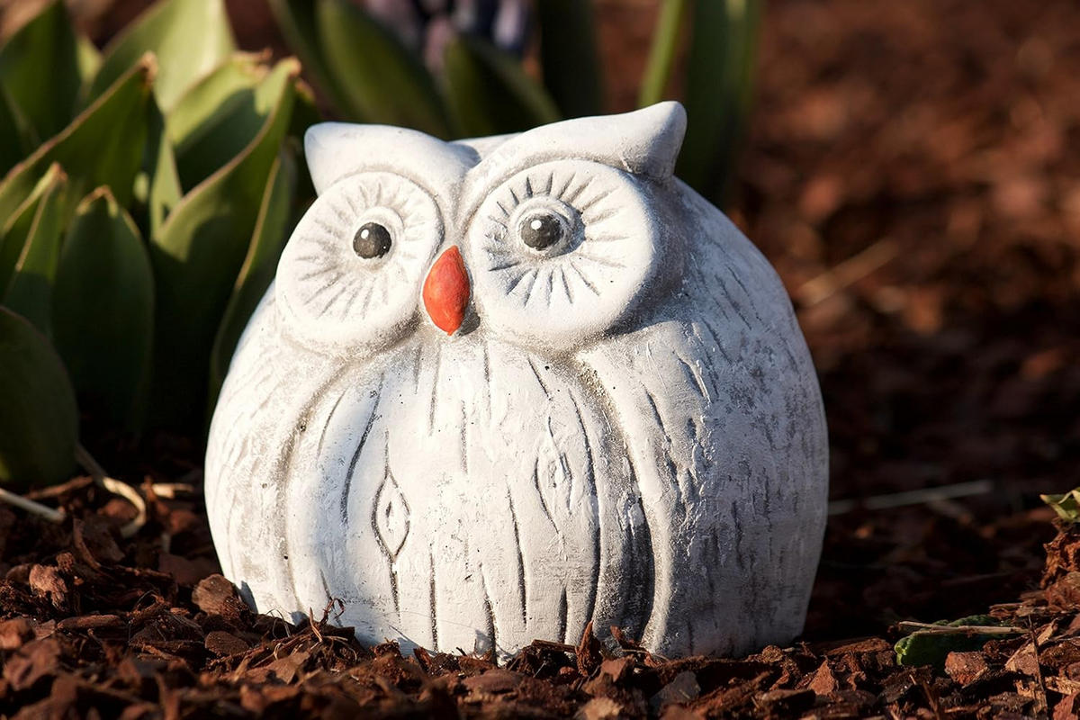 STEINFIGUR Eule Esther, massiver Steinguss, Frostfest - Grau, Stein (12/14/8cm) - stoneandstyle