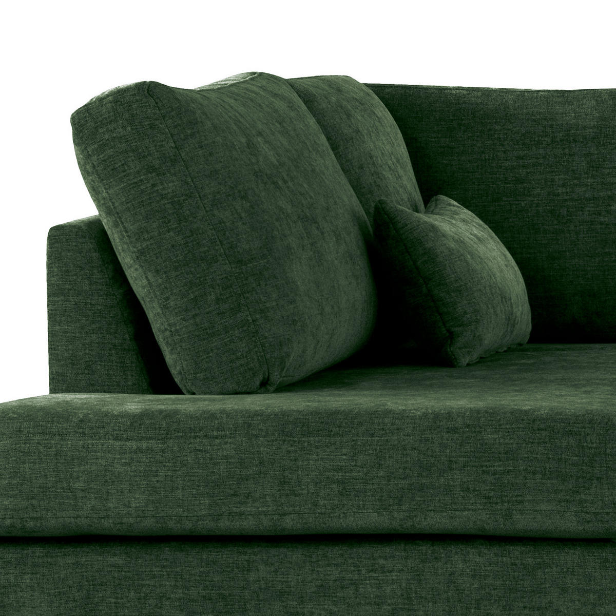 ECKSOFA mit Ottomane - Dunkelgrün/Buchefarben, Buchenholz/Textil (287/219cm) - home24