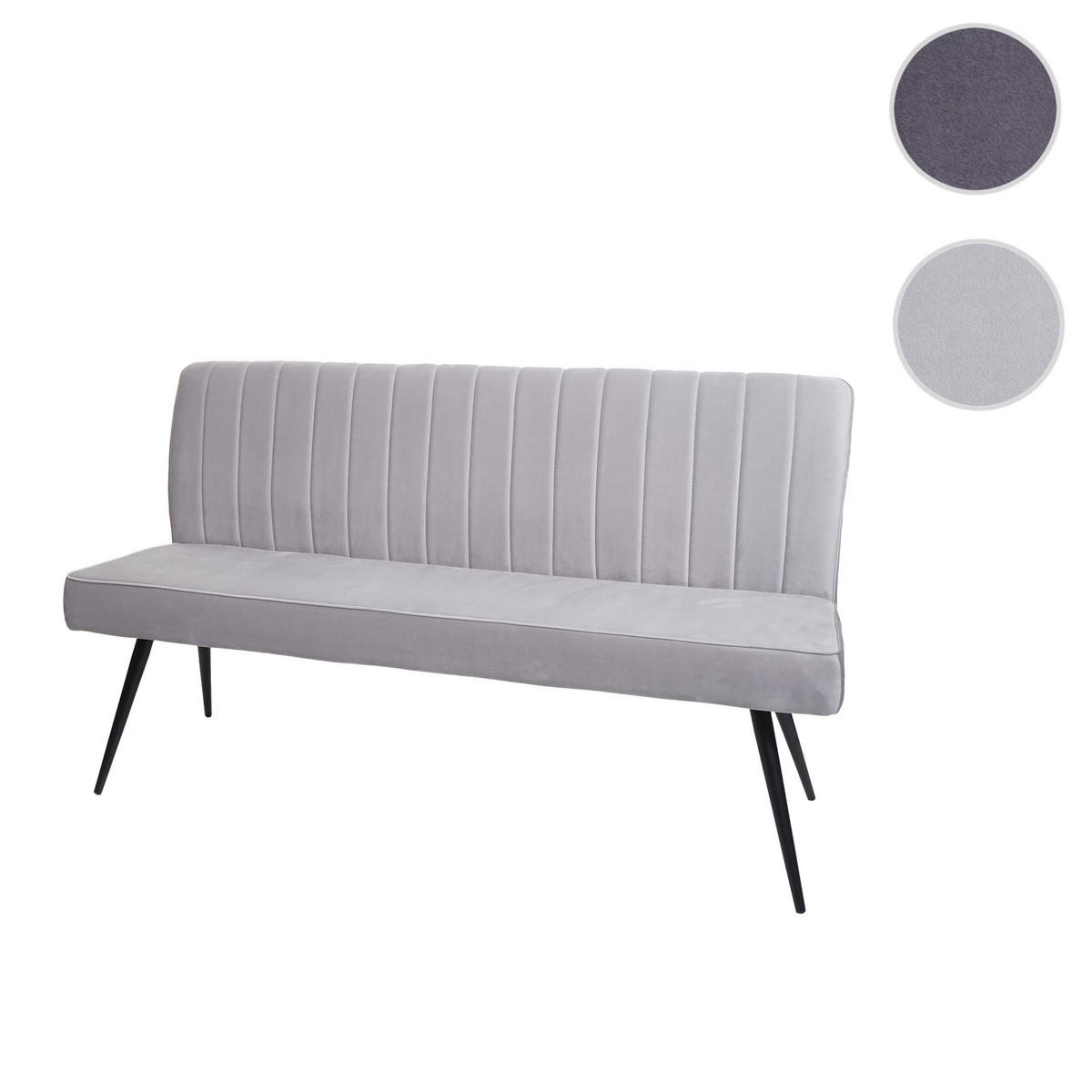 SITZBANK Hellgrau - Hellgrau, Metall (160/90/60cm) - MCW