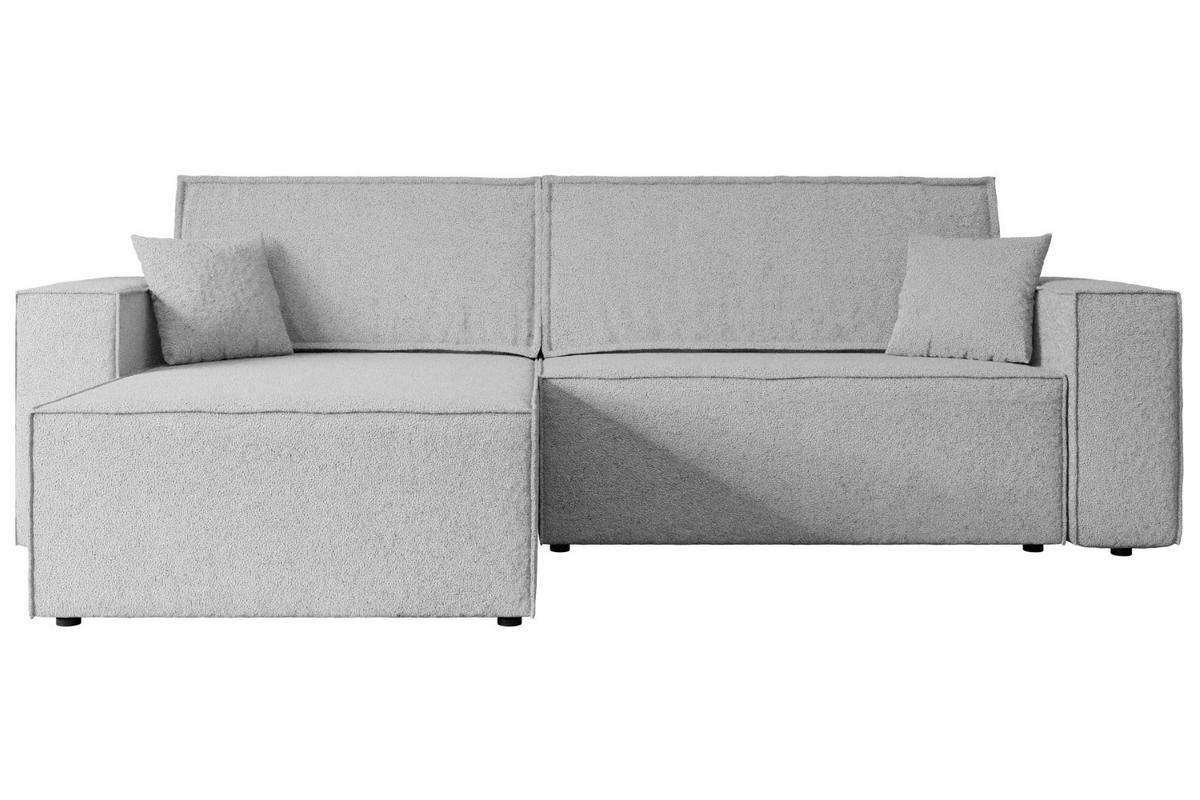 ECKSOFA mit Schlaffunktion und Bettkasten CELTIC-XL - 277x143x83 cm Hellgrau Bouclé - Hellgrau/Schwarz, Holzwerkstoff/Kunststoff (277/143cm) - ALTDECOR