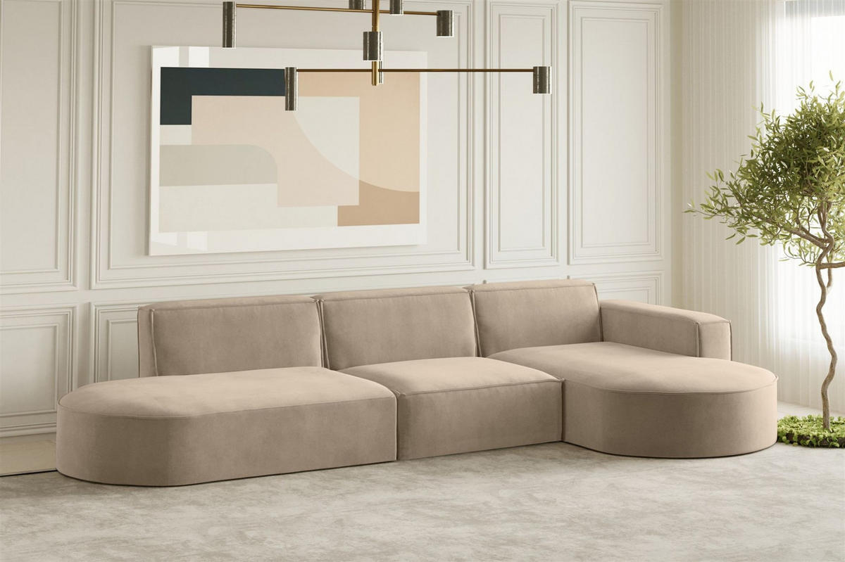 ECKSOFA Palma In Noel - Beige, Holzwerkstoff/Textil (296/165cm) - Fun Möbel