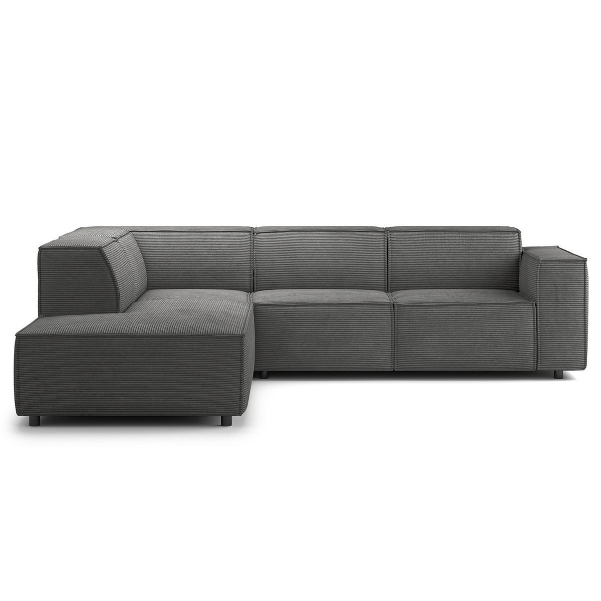 ECKSOFA mit Ottomane - Anthrazit/Schwarz, Kunststoff/Textil (260/234cm) - home24