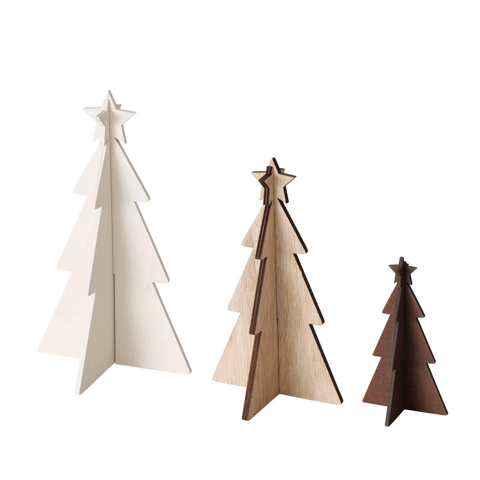 TANNENBÄUME Karl 12-25 cm, 3er-Set - Multicolor/Weiß, Holzwerkstoff (15/25cm)