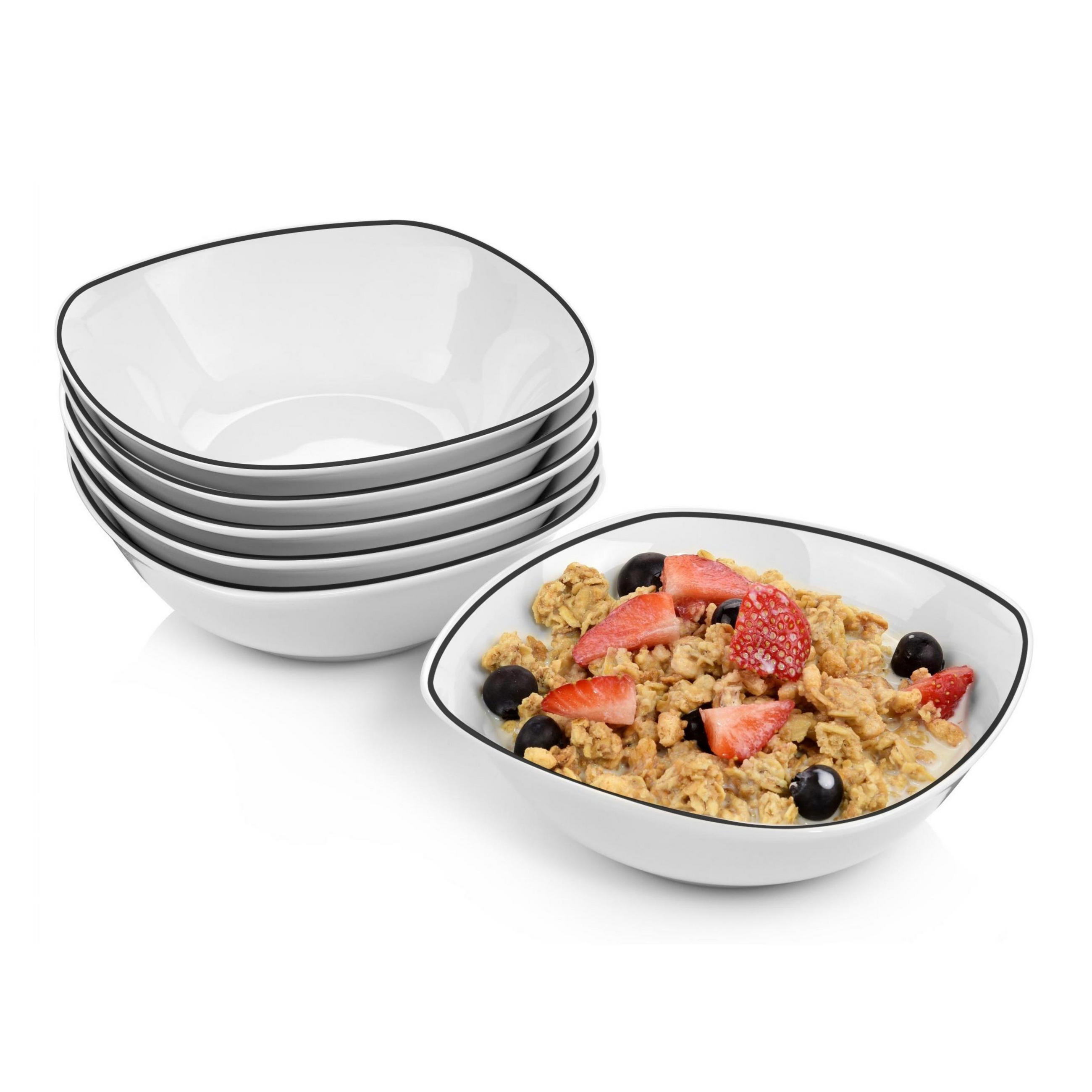 MÜSLISCHALEN SET BILGOLA BLACK RIM - 6 teilig aus Porzellan - Weiß, Keramik (15cm) - Sänger