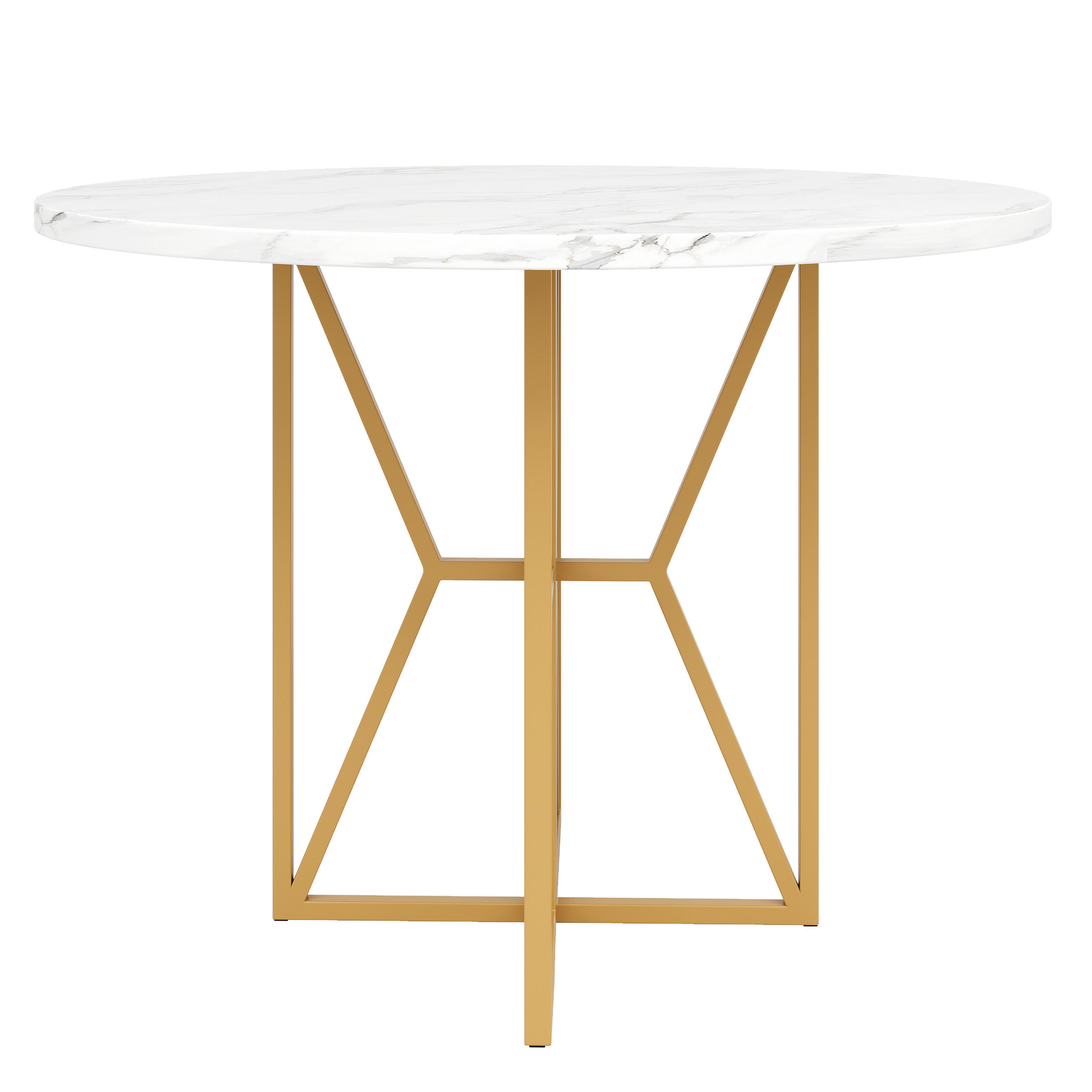 ESSTISCH rund 80/80/76 cm DE-39690 Marmoroptik/Gold - Goldfarben, Holzwerkstoff (80/80/76cm) - ComfortXL