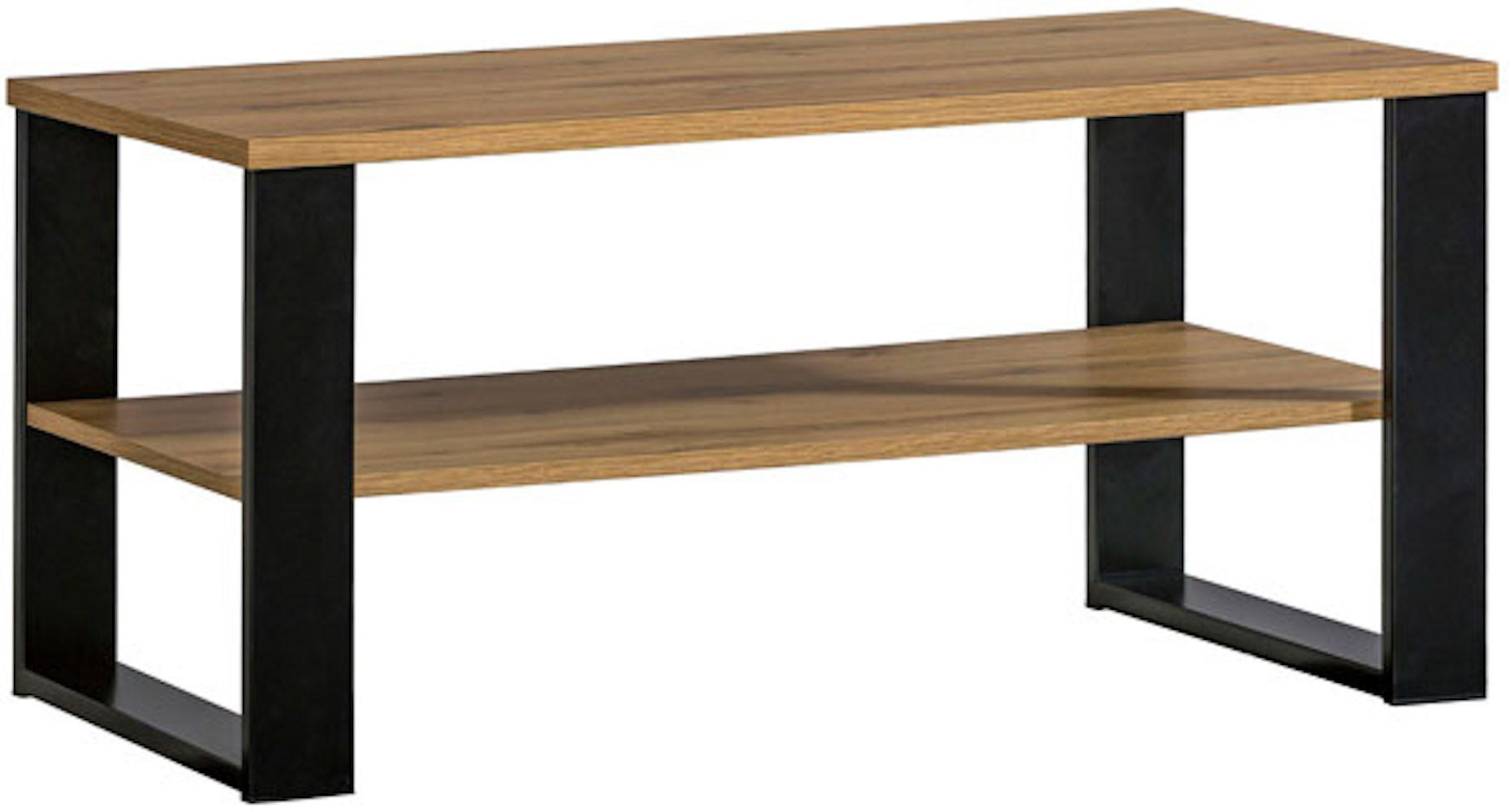 COUCHTISCH Lamia LA9 Wotan Eiche / schwarz 100 / 56 / 48cm - Schwarz/Braun, Holz/Holzwerkstoff (56/100/48cm) - Feldmann-Wohnen
