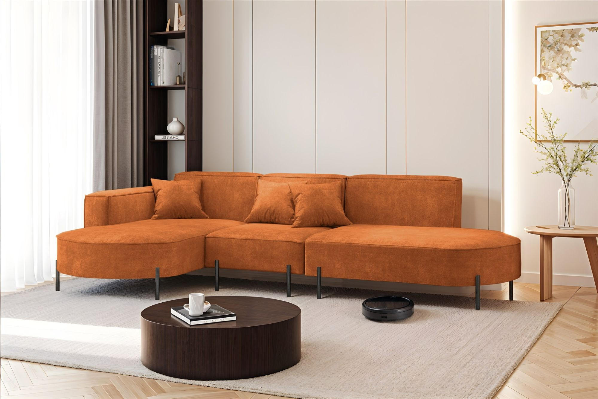 ECKSOFA Valencia - Rot, Holzwerkstoff/Textil (321/165cm) - Fun Möbel