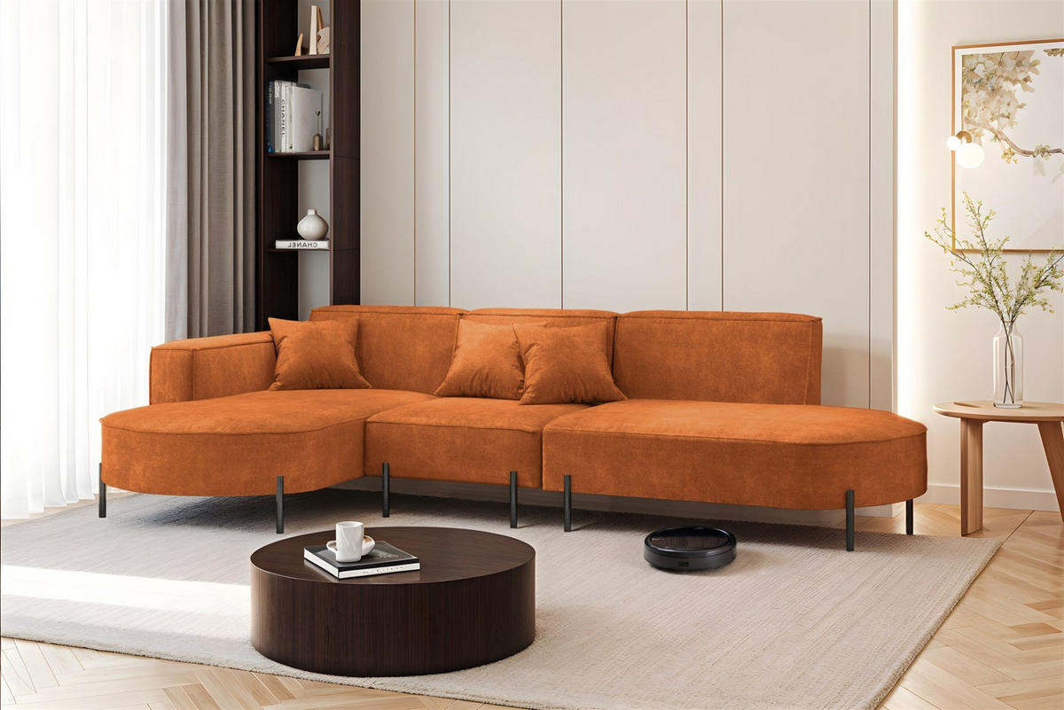 ECKSOFA Valencia - Rot, Holzwerkstoff/Textil (321/165cm) - Fun Möbel