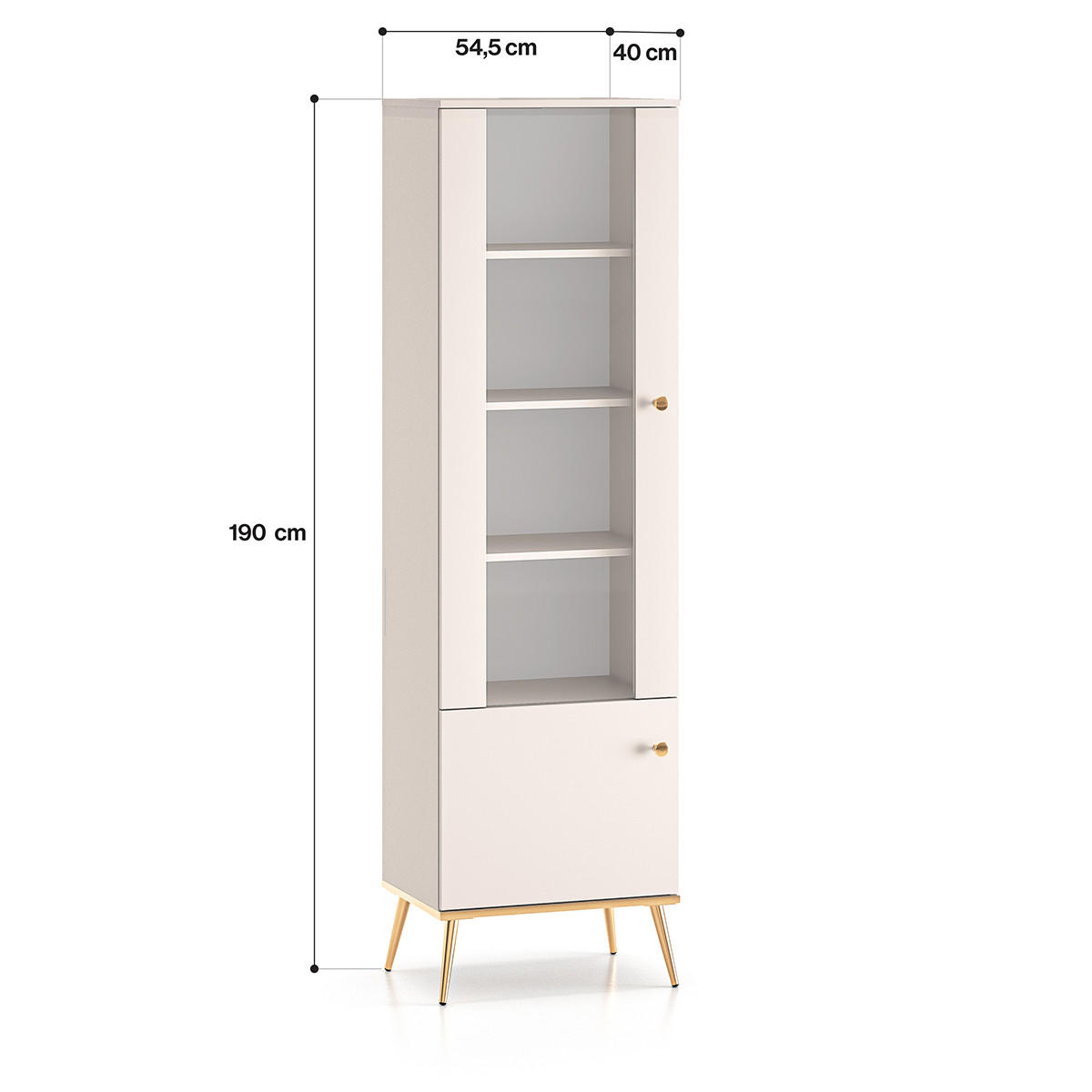 VITRÍNA Olivia Kašmír - béžová, kompozitní dřevo (22/190/40cm) - Petits-meubles