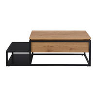 COUCHTISCH - 110 cm x 60 cm - Holz, Platte - Schwarz, Naturfarben Hell - LUTESA - Hellbraun, Holz (60/110/38cm) - Vente-Unique