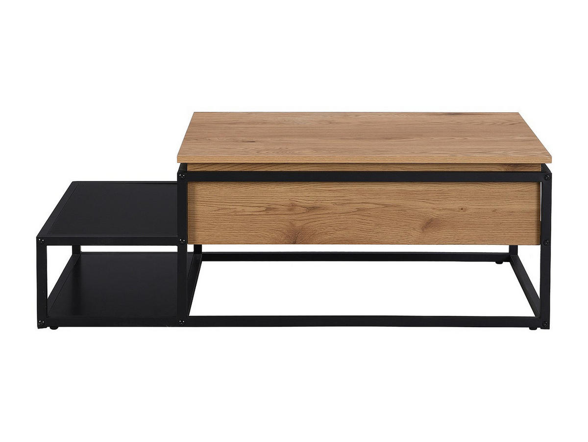 COUCHTISCH höhenverstellbar - MDF & Metall - Naturfarben & Schwarz - LUTESA - Hellbraun, Holz (110/60/38cm) - Vente-Unique