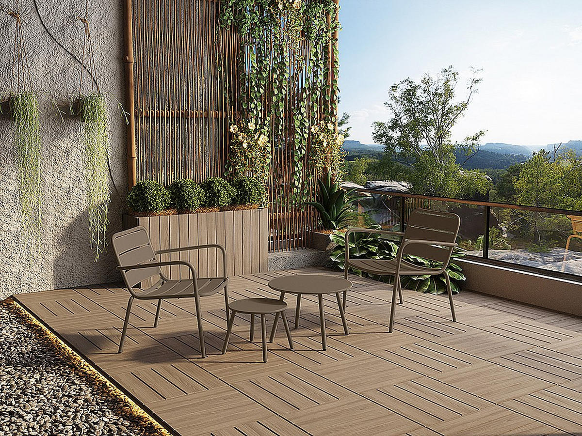 2ER-SET Garten-Beistelltische - Metall - Taupe - MIRMANDE von MYLIA - Taupe, Metall (60/60/34cm) - Vente-Unique