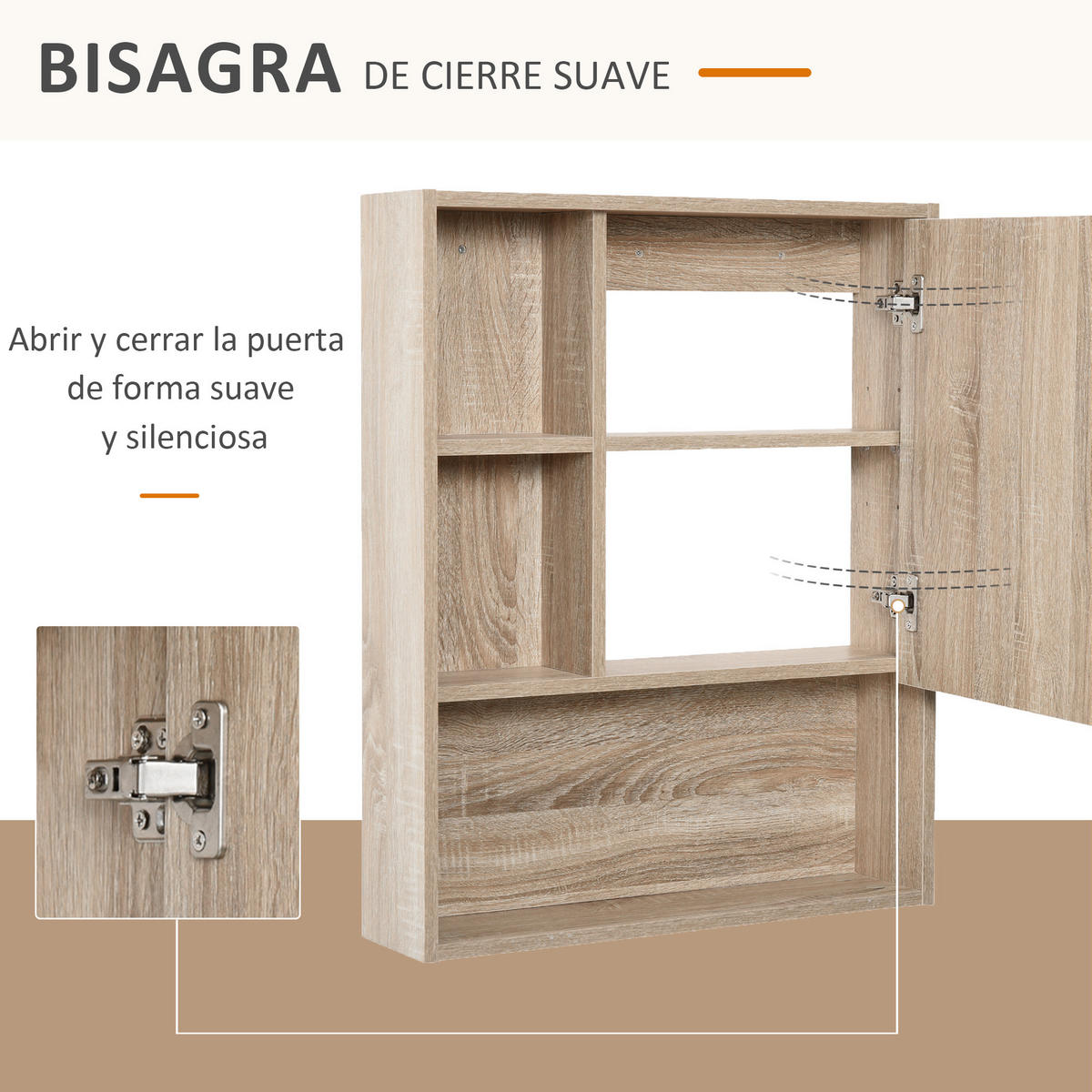 SPIEGELSCHRANK, Wandmontage mit höhenverstellbarem Einlegeboden, Innenraum,60x15x76cm - Braun, Glas (60/76/15cm) - Vallsero