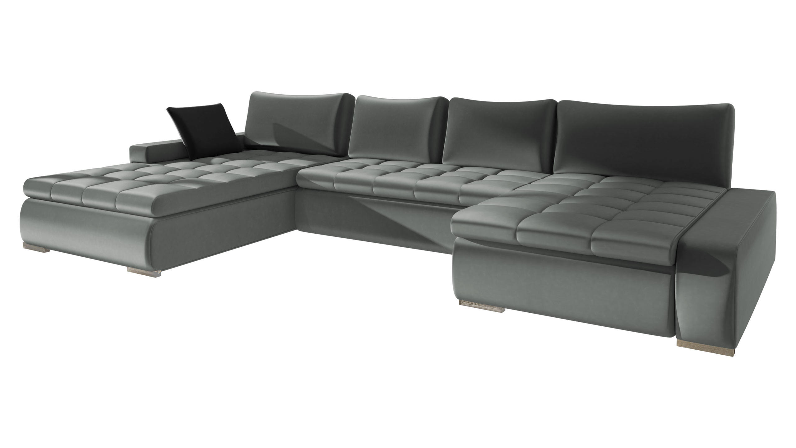 WOHNLANDSCHAFT Caro - Silberfarben, Holz/Textil (394/80/213cm) - MIRJAN24