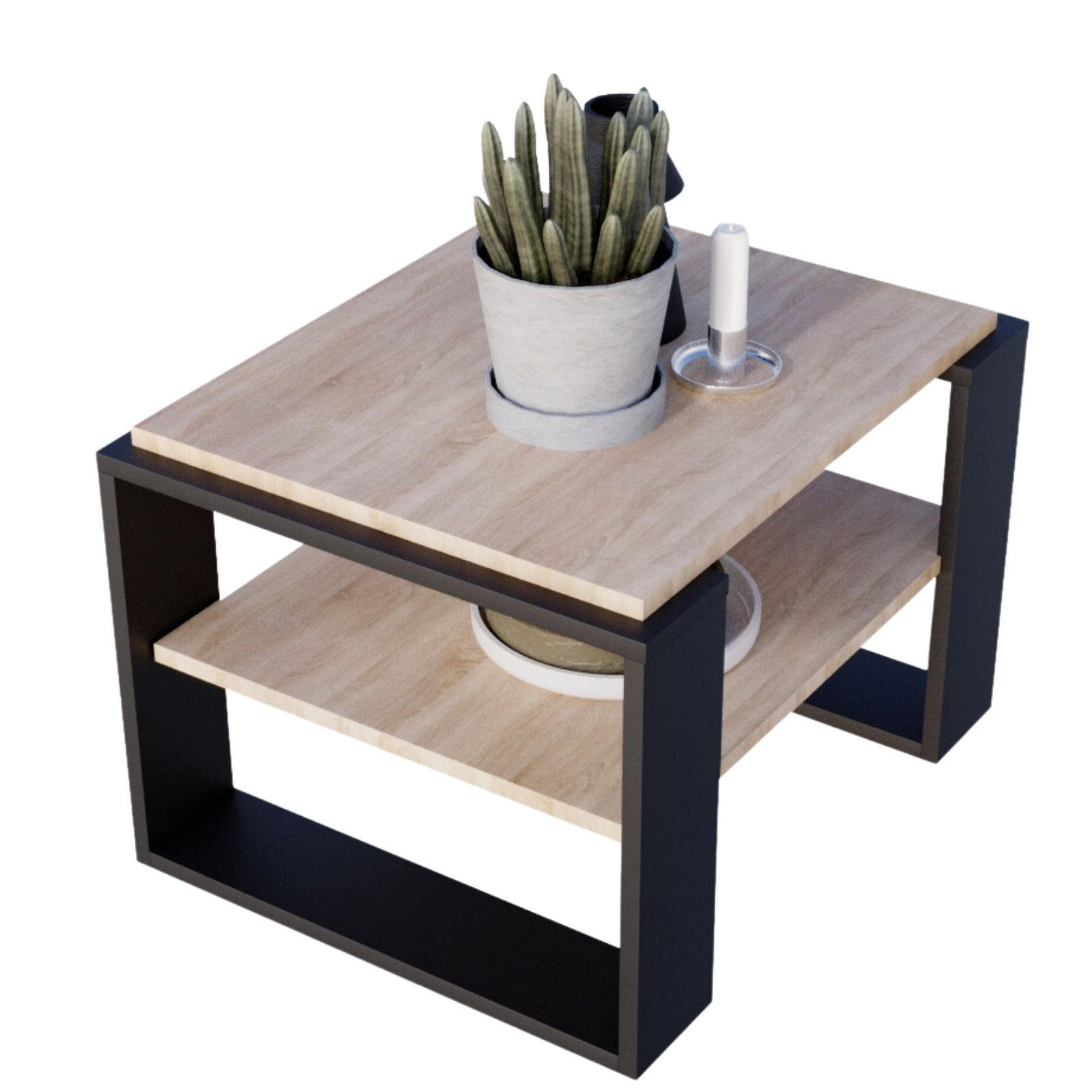 COUCHTISCH Kaja63 63/42/53,8 - Schwarz/Sonoma Eiche, Holzwerkstoff (54/63/42cm) - RAUMHIRSCH FURNITURE