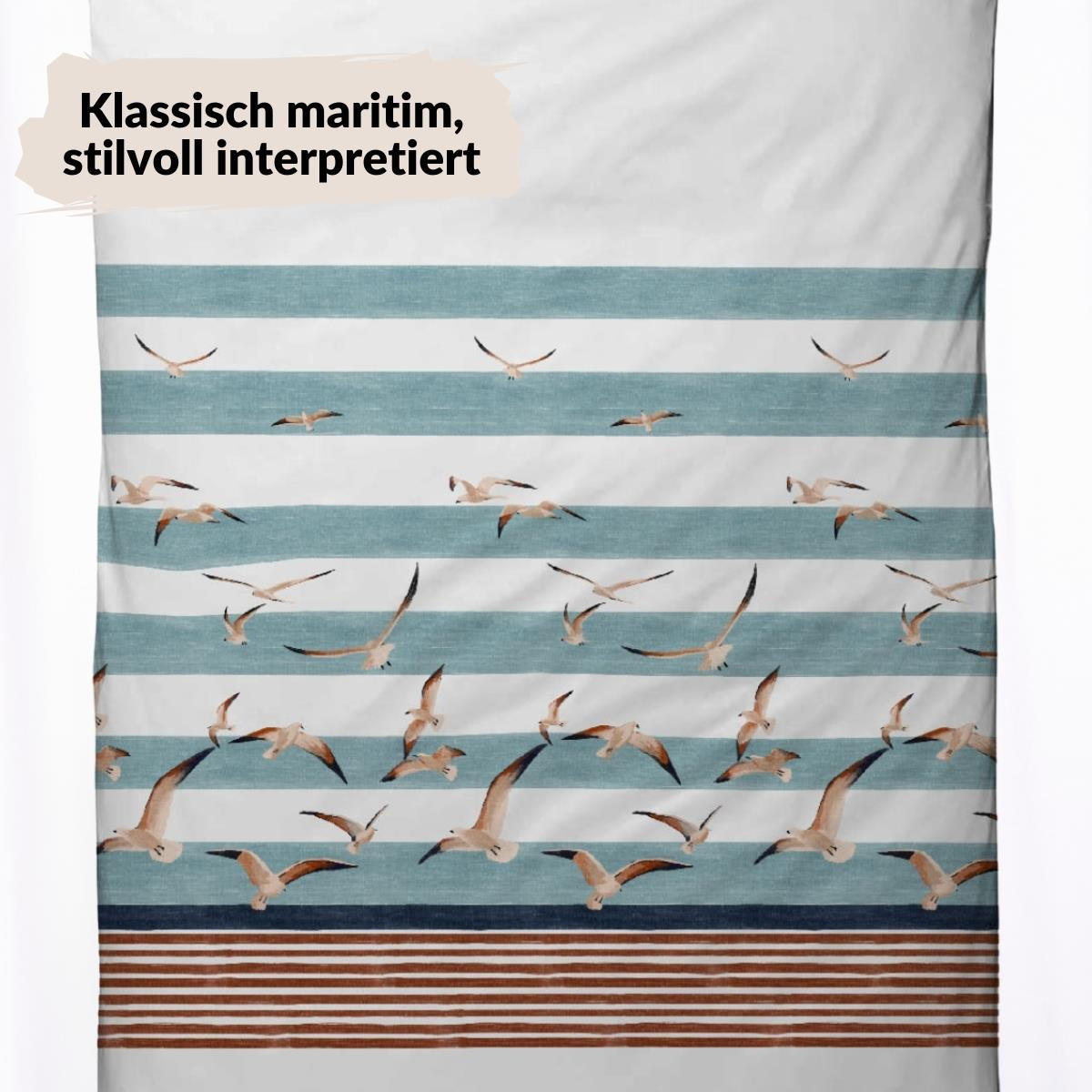 INTERLOCK-JERSEY-BETTWÄSCHE 135x200 Maritim Möwen Bettbezug Baumwolle - Made in Germany - Weiß, Textil (135/200cm) - Carpe Sonno