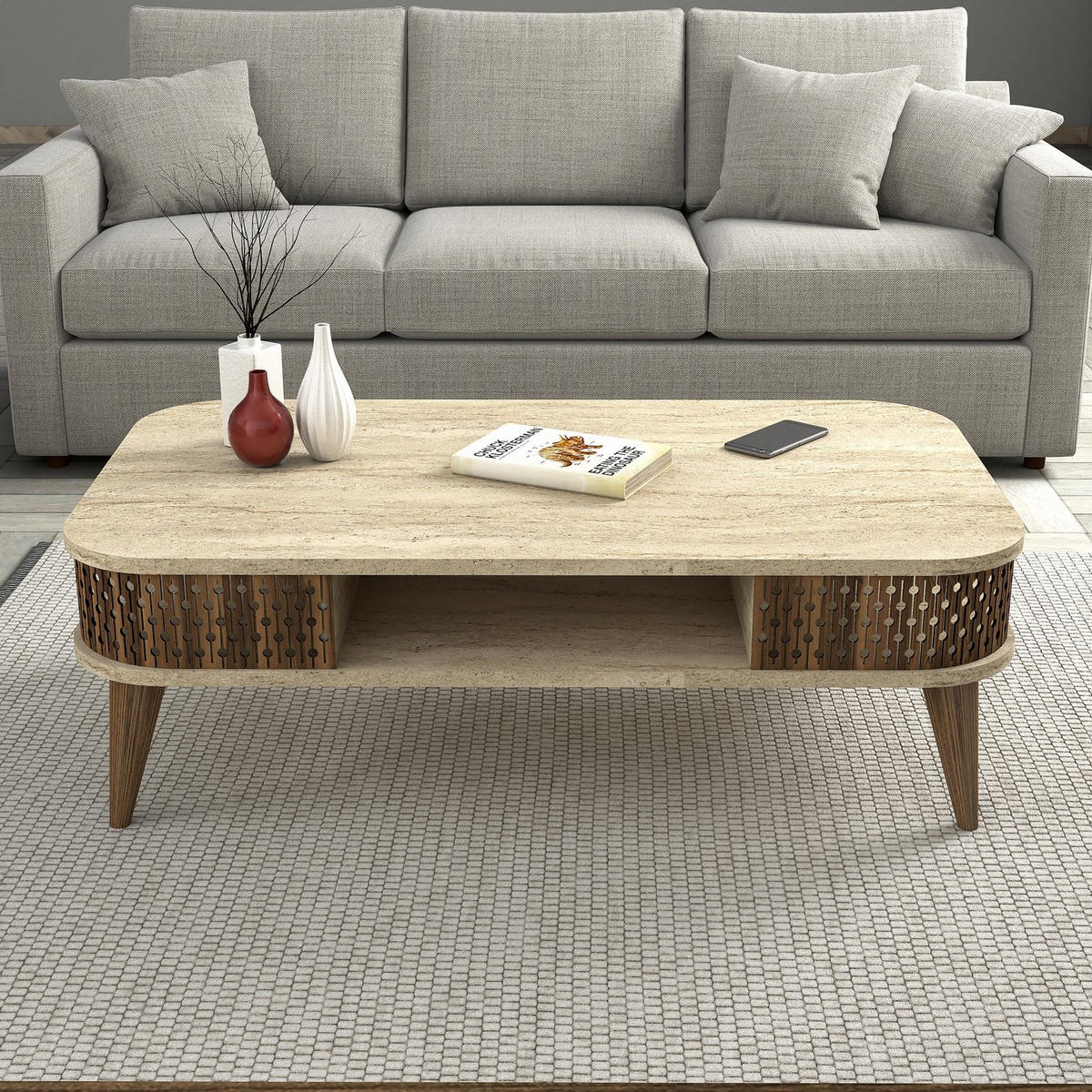 COUCHTISCH eylul beige - Beige, Holz (105/60/35cm) - Habitat Garten
