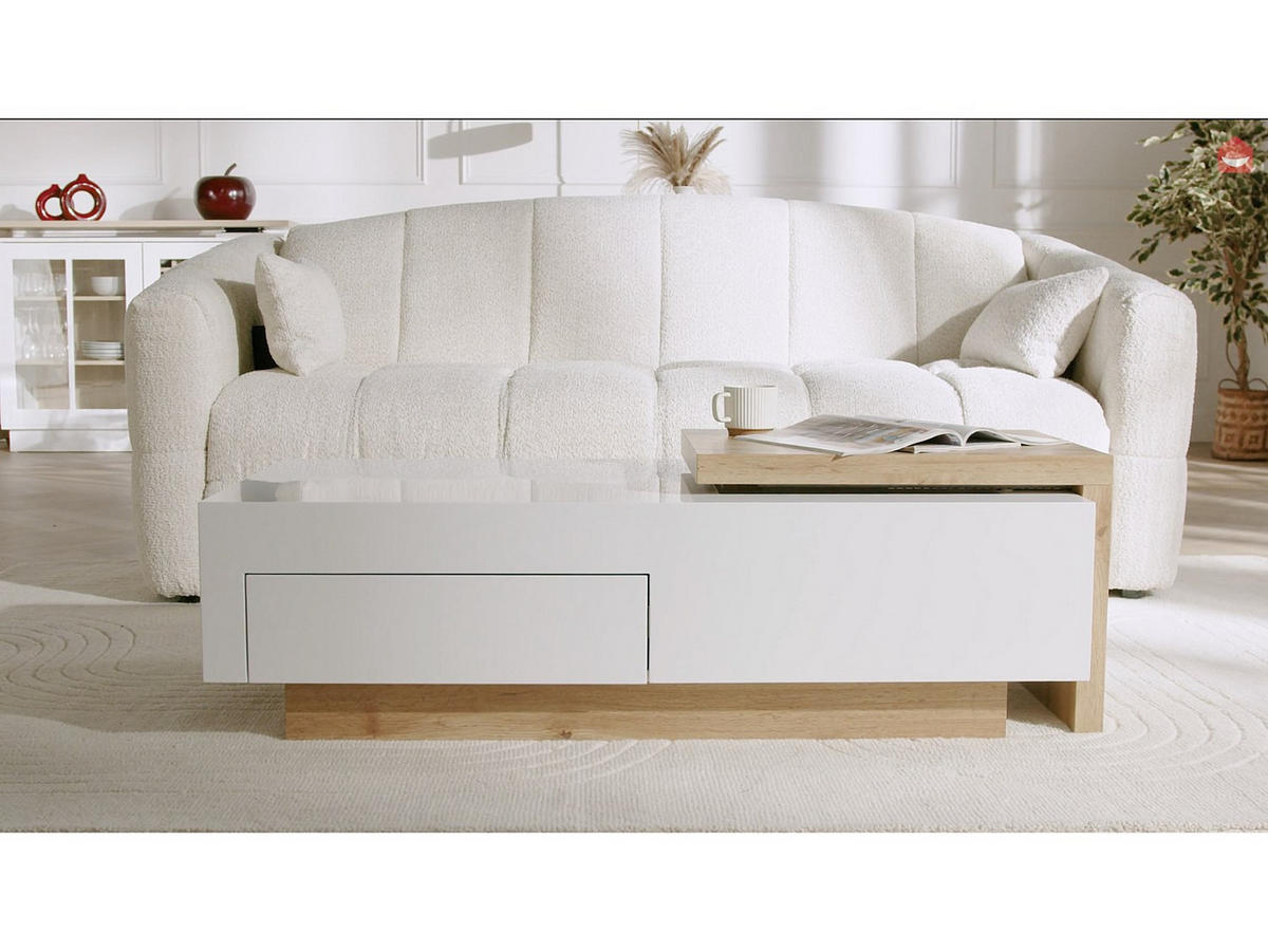 COUCHTISCH modulierbar - 178cm x 60cm - MDF - naturfarben hell, weiß - MANDREA - Naturfarben, Holz (60/178/38cm) - Vente-Unique