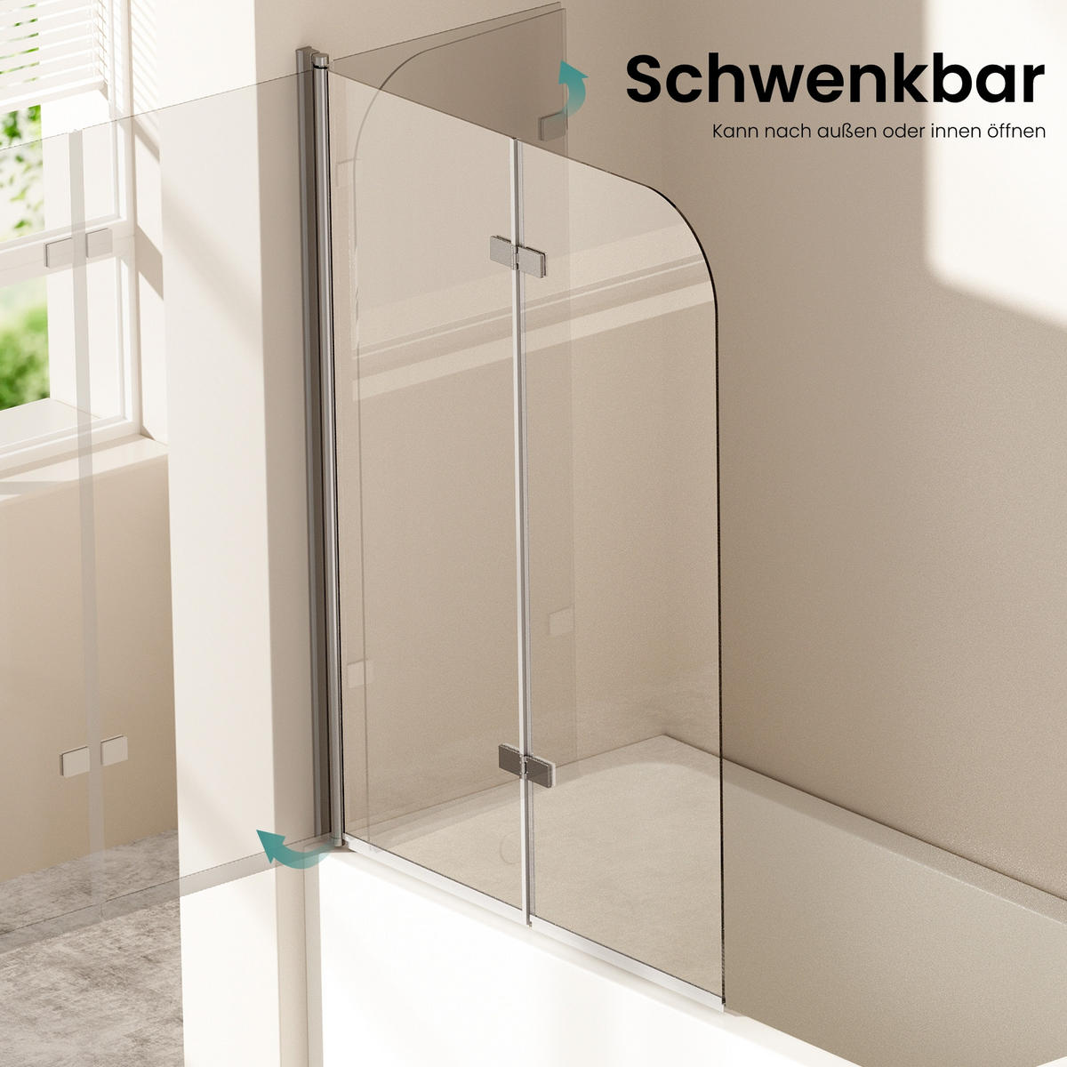 BADEWANNENAUFSATZ 2-teilig faltbar 110/140 cm - Transparent, Glas (110/140cm) - EMKE