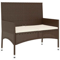 GARTENBANK 2-Sitzer mit Kissen Braun Poly Rattan - Braun, Holz (90/85/51cm) - furnicato