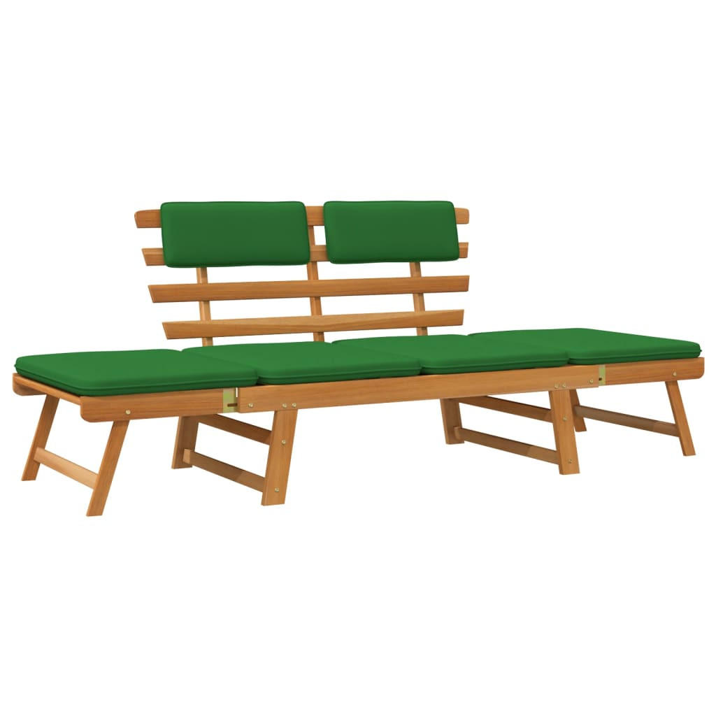 GARTENBANK mit Auflagen 2-in-1 190 cm Massivholz Akazie - Grün, Holz (190/74/68cm) - furnicato