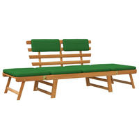 GARTENBANK mit Auflagen 2-in-1 190 cm Massivholz Akazie - Grün, Holz (190/74/68cm) - furnicato