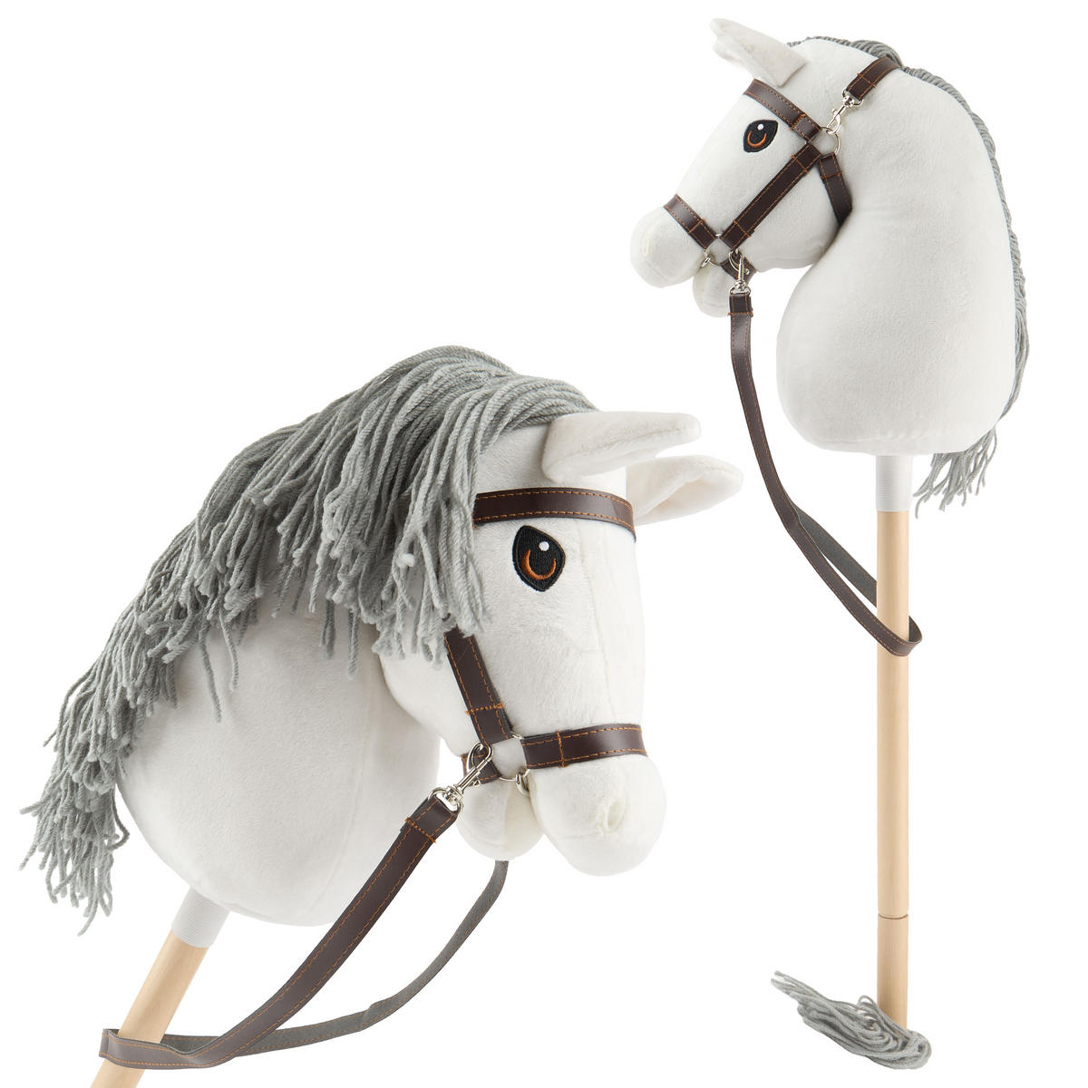 HOBBY-HORSE Steckenpferd Schimmel Größe - Weiß, Textil (34/76cm) - Bieco Spielwaren