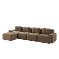 4-SITZER ECKSOFA Cord Braun rutschfest - Braun, Textil (382/177cm) - WISHDOR