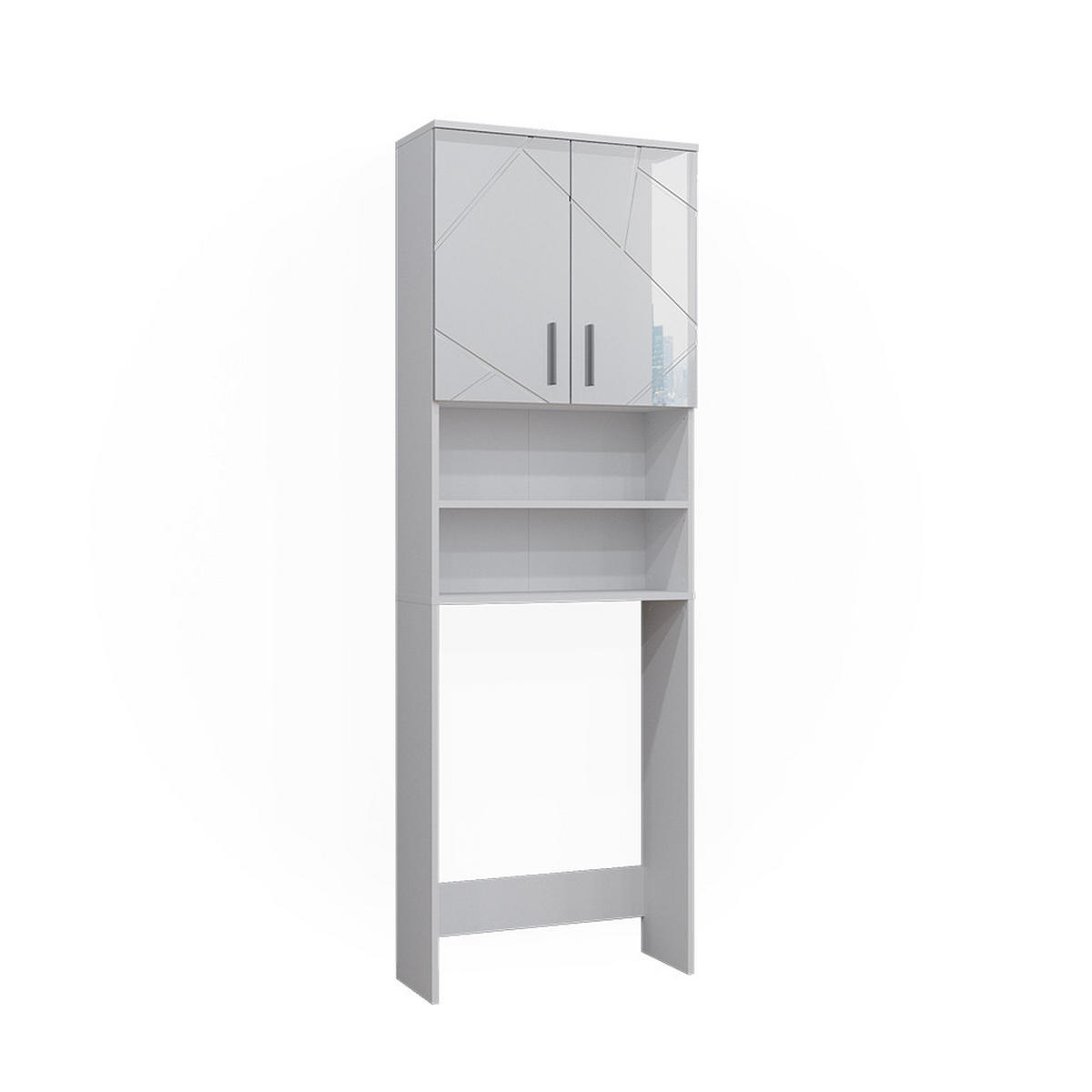 WASCHMASCHINENSCHRANK Irma Weiß 64 x 190.5 cm - Weiß Hochglanz, Holzwerkstoff (64/190.5/26cm) - Vicco